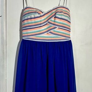 B Darlin Cream and Pink Zigzag Dress